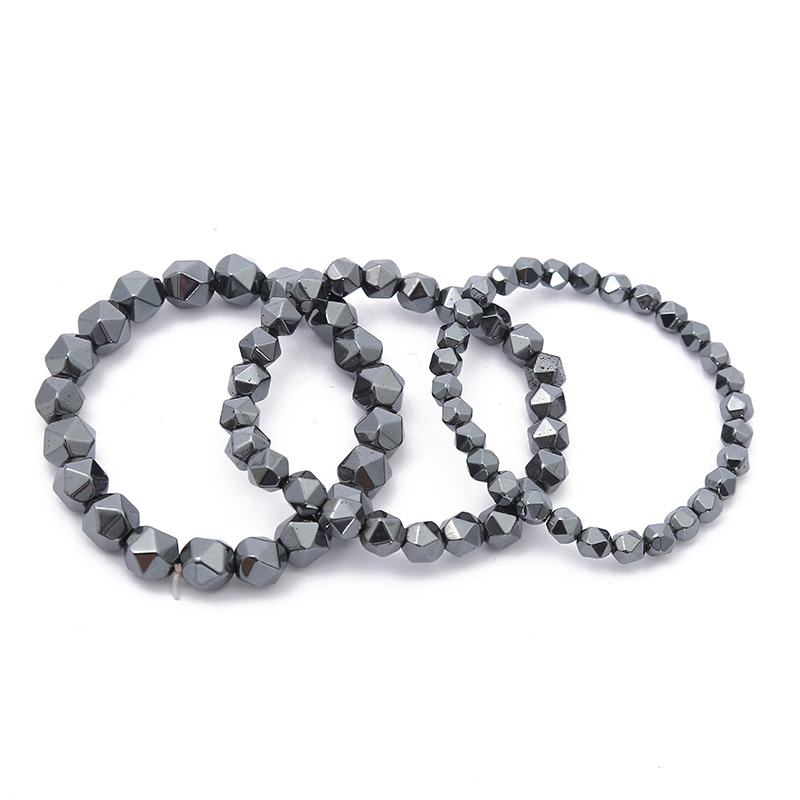 Black Gallstone Cut Twenty-Four Face Angle Bracelet Unisex