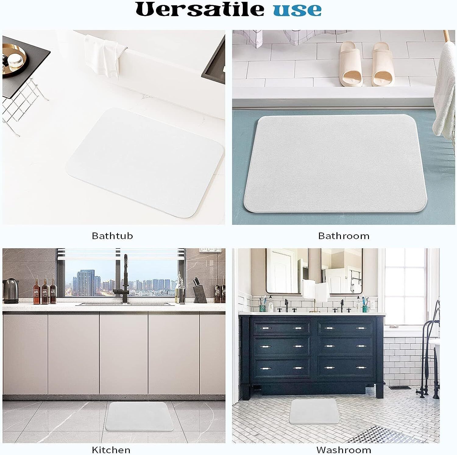 Diatomite Stone Bath Mat Absorbent Drying Bathstone Bathmat Rugs Non-Slip — image 6