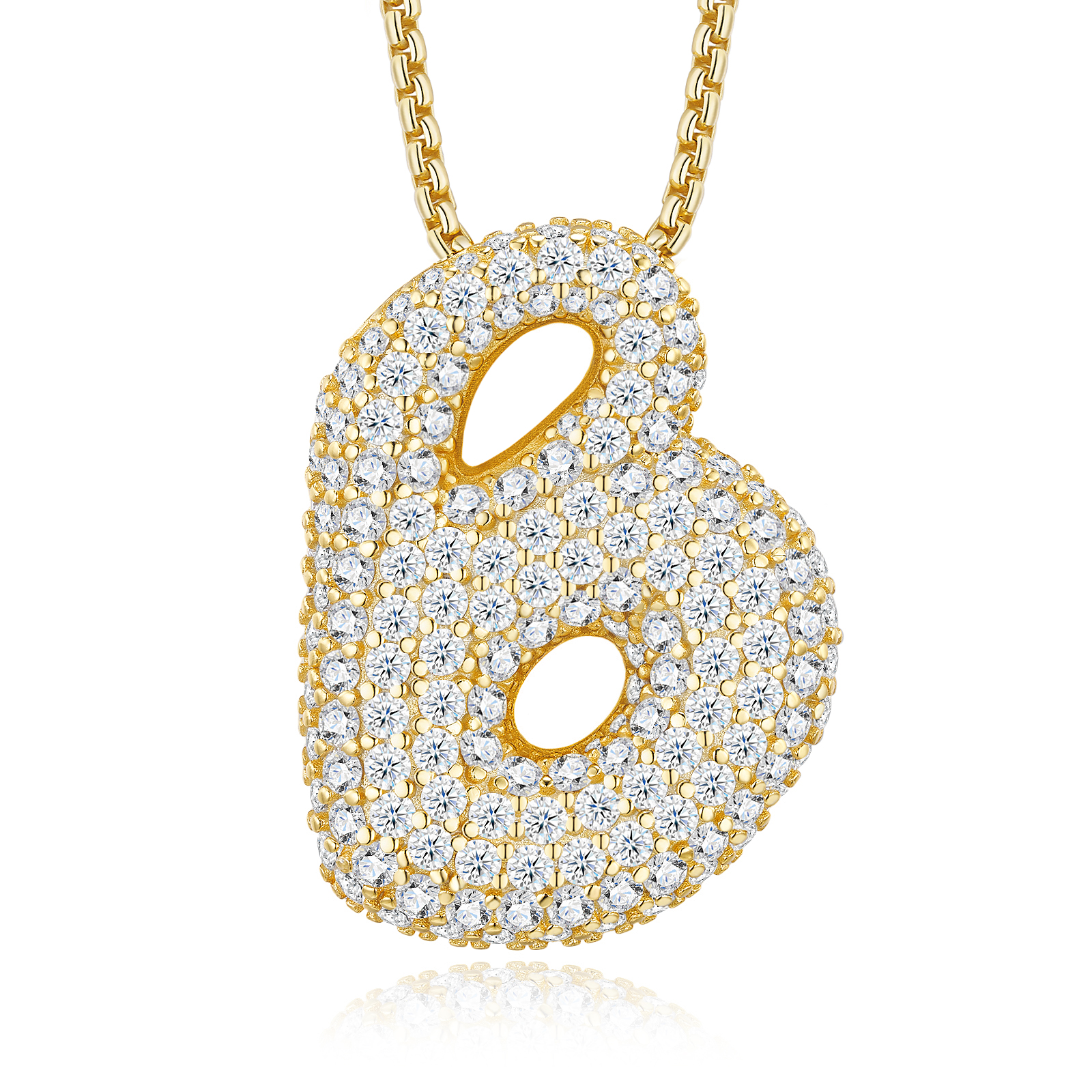 S925 Gold Plated Initial Necklace For Women D Color VVS1 Moissanite Bubble Letter Pendant With GRA Certificate Heavy Solid Personalized Gift Box Set A-Z Available