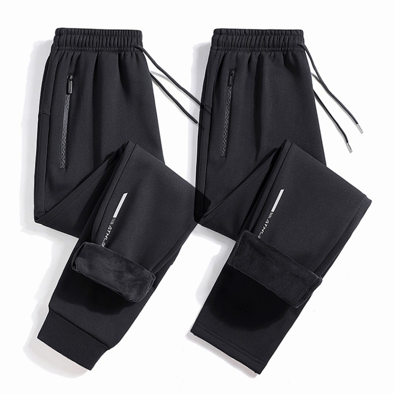Men's Trousers Plus Fleece Thickened Casual Straight Leg Pants