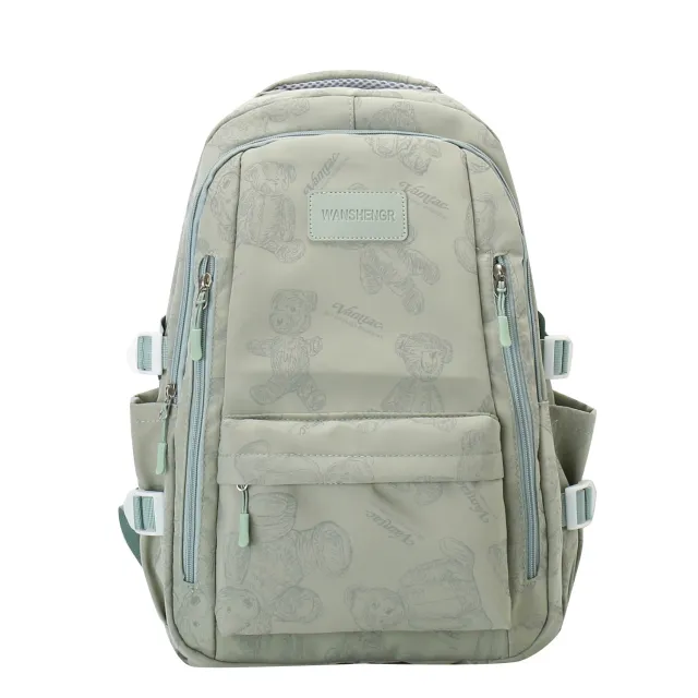 Cute Bears Print Backpack Fashion Versatile Large Capacity Travel Bags Women Junior High School Students Schoolbag Girls Campus Bag Green - Shop at LoveMi