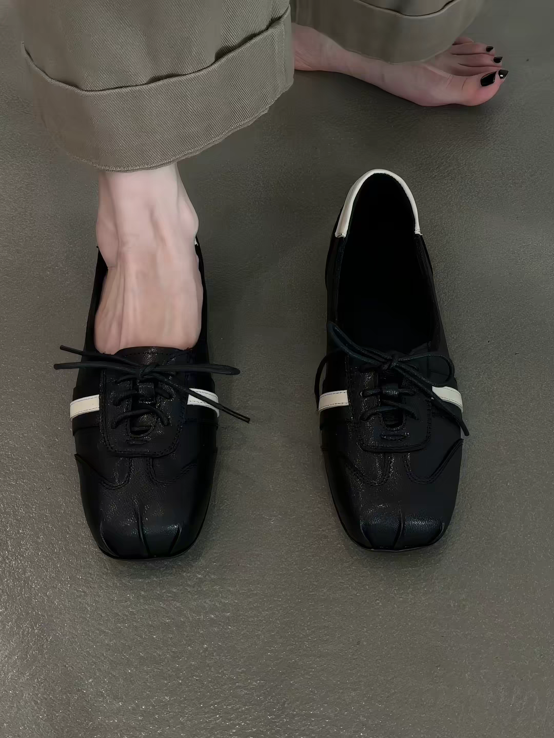 Square Toe Lace-Up Flats, picture 3 of 4