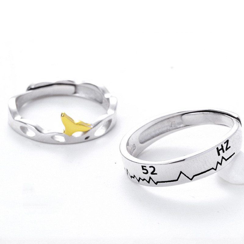 Whale Sterling Silver Couple Ring Fashion