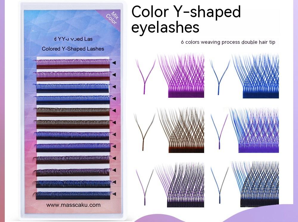 Color YY Type Grafting Eyelashes Blue Purple Mixed Color
