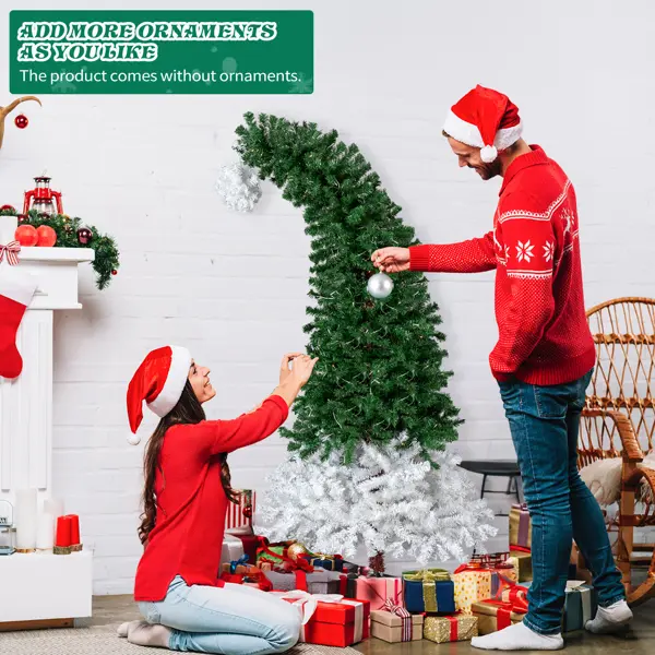 6 FT Santa Hat Style Pre-lit Christmas Tree, Hinged Artificial Xmas Tree Pine Tree With 250 Warm White Lights, 839 Branch Tips For Holiday Party Store Office Ho