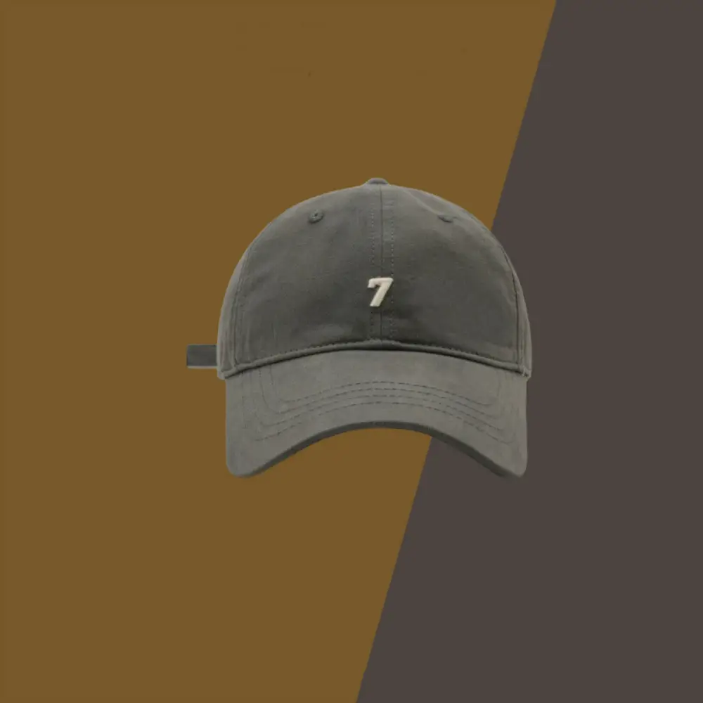 Men's And Women's Identical Embroidered Number 7 Distressed Washed Adjustable All-white Casual Minimalist Retro Baseball Cap Suitable For Daily Outings And Comm