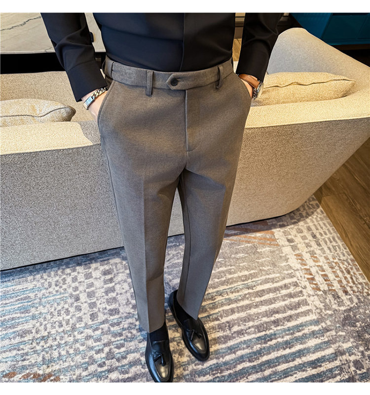 Men's Invisible Elastic Waist Thickened Warm Wool Trousers