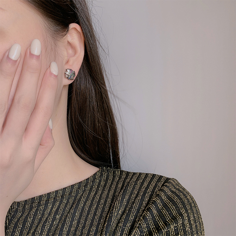 Temperament Wild Sterling Silver Weave Vintage Colorful Crystals Stud Earrings