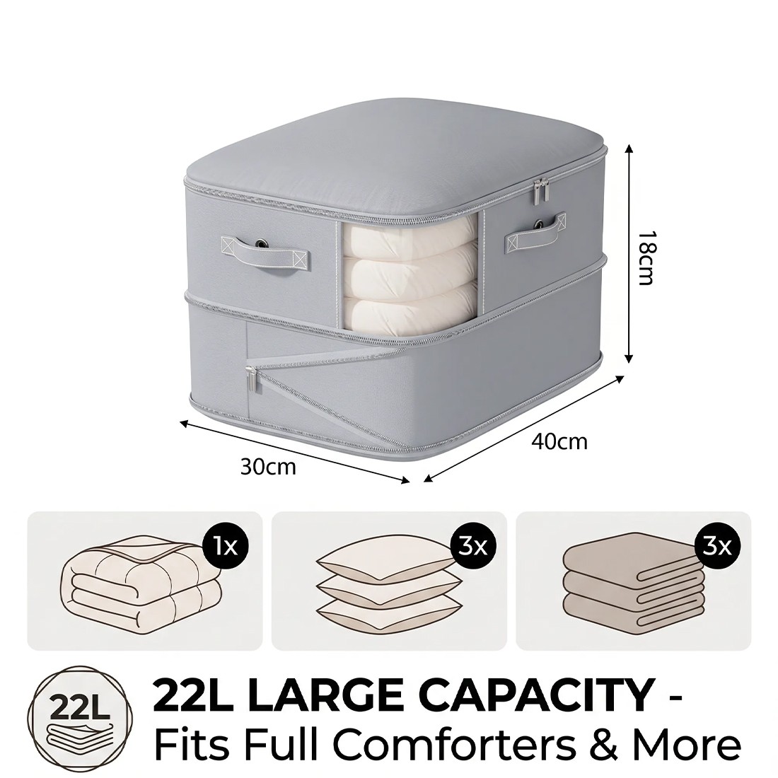 4x Clothes Storage Bags With Zips Bedroom Large Collapsible Box Bedding — image 2