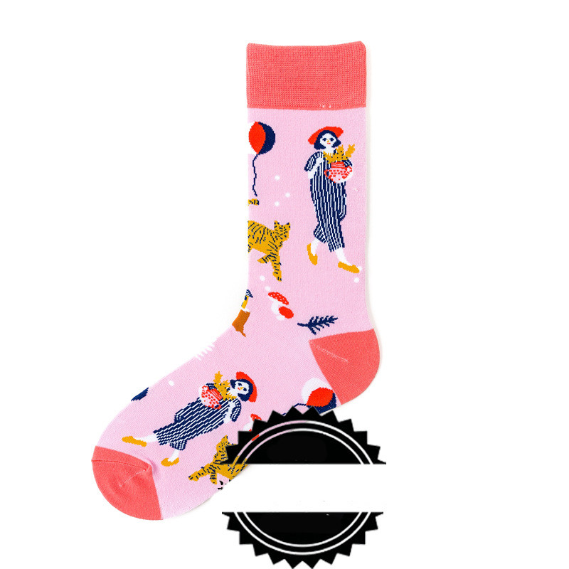 Couple Socks  Funny Creative Illustration Socks – H, One size