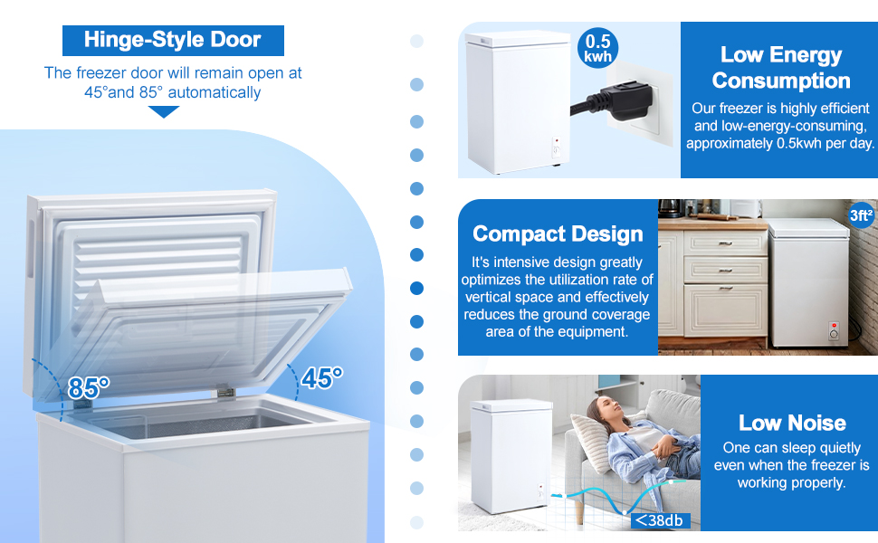 3.5 Cu.Ft Small Chest Freezer Compact Deep Freezer With 7-Level Temperature Control, Rapid Cooling, Energy Efficient & Quiet For Home, Garage, Apartment, And Kitchen, Black