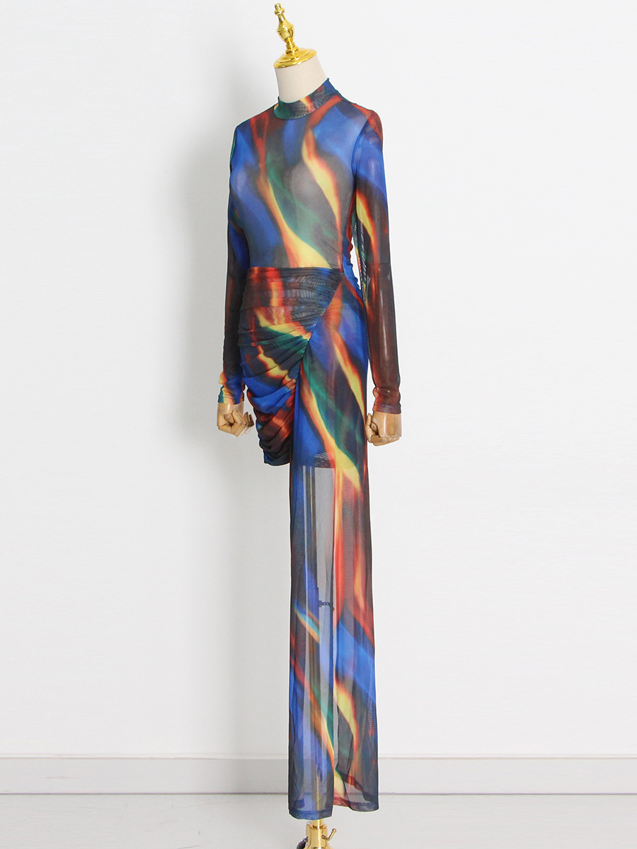 Tie-Dye Long Sleeve Maxi Dress, picture 3 of 8