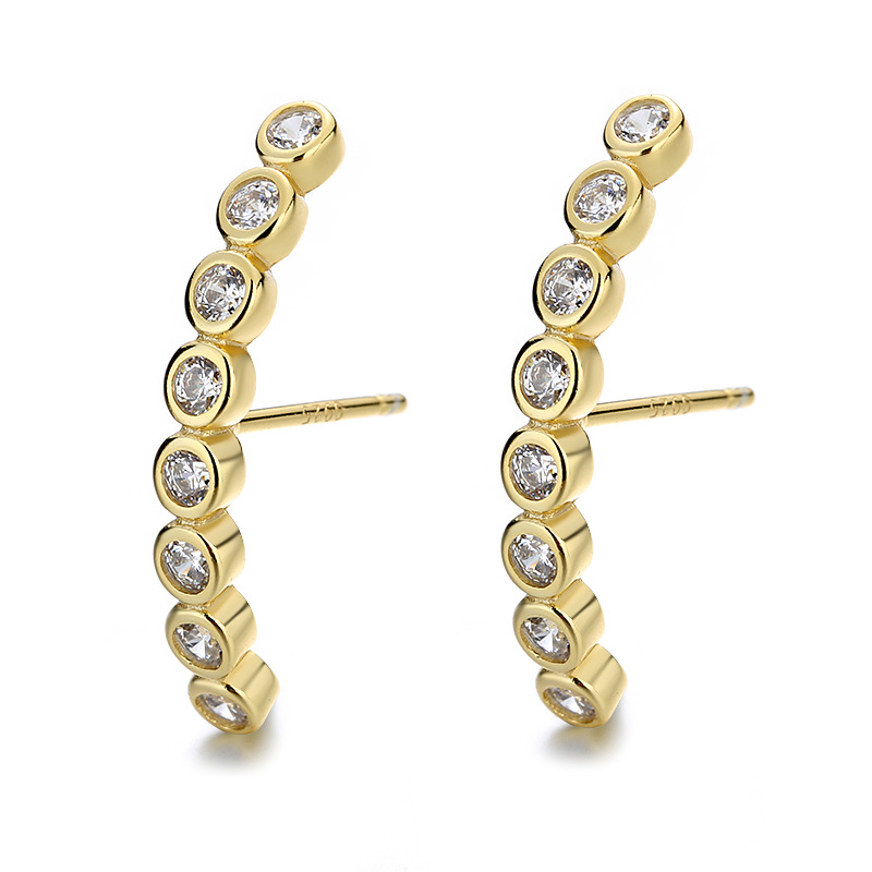 Silver Long Simple And Personalized Earrings Single Row Diamond Earrings Creative Style