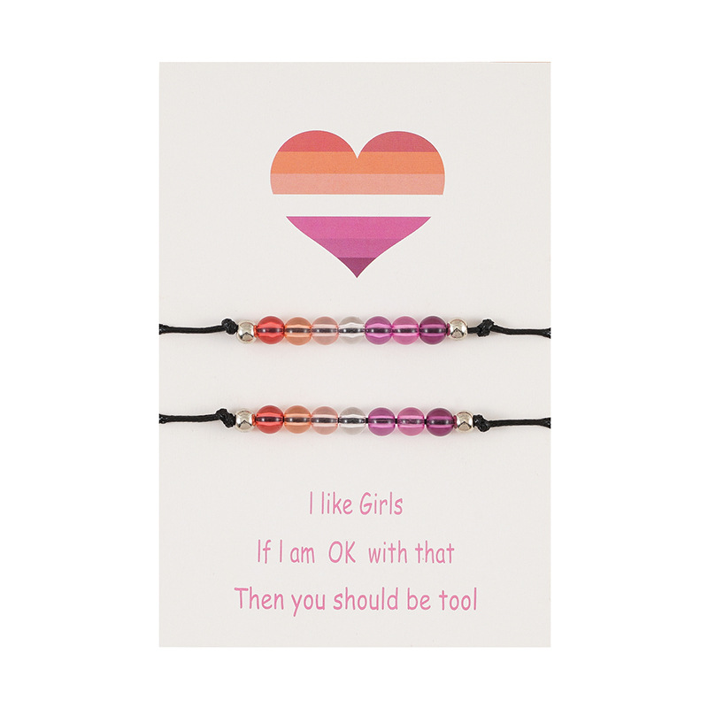 Красочный браслет из бисексуалов для пар, акриловый браслет из шариков, регулируемый женский браслет