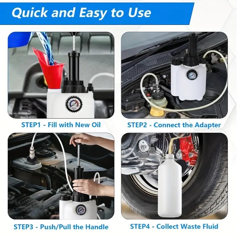 3L Pressure Brake Clutch Fluid Bleeder Bleeding Kit 4 Master Cylinder Adapters — image 4