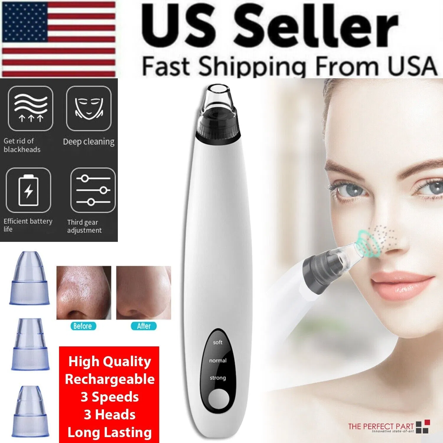 Electric Blackhead Remover Facial Pore Cleaner Vacuum Suction For Pimples