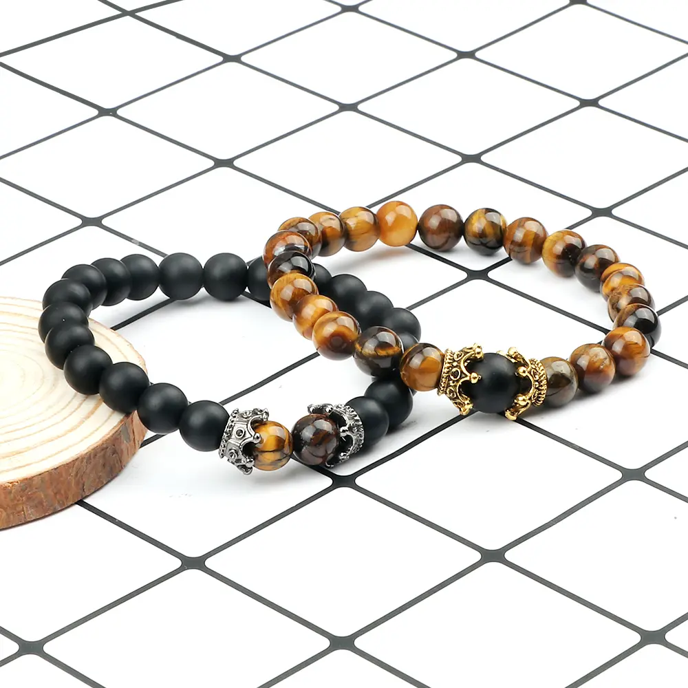 Volcanic Stone Crown Yoga Onyx Bead Bracelet