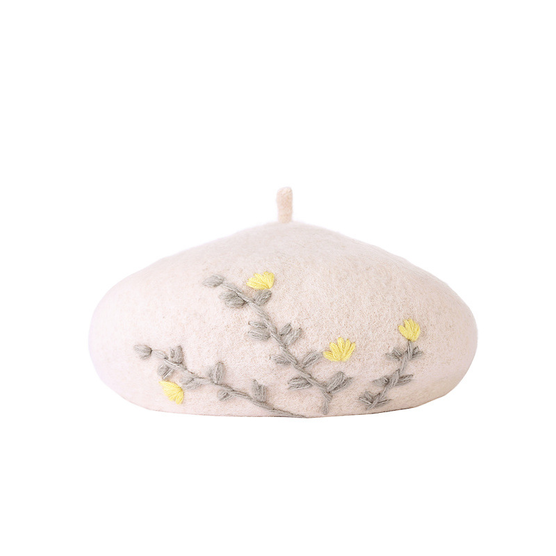 Floral Embroidered Bere Female Painter Hat