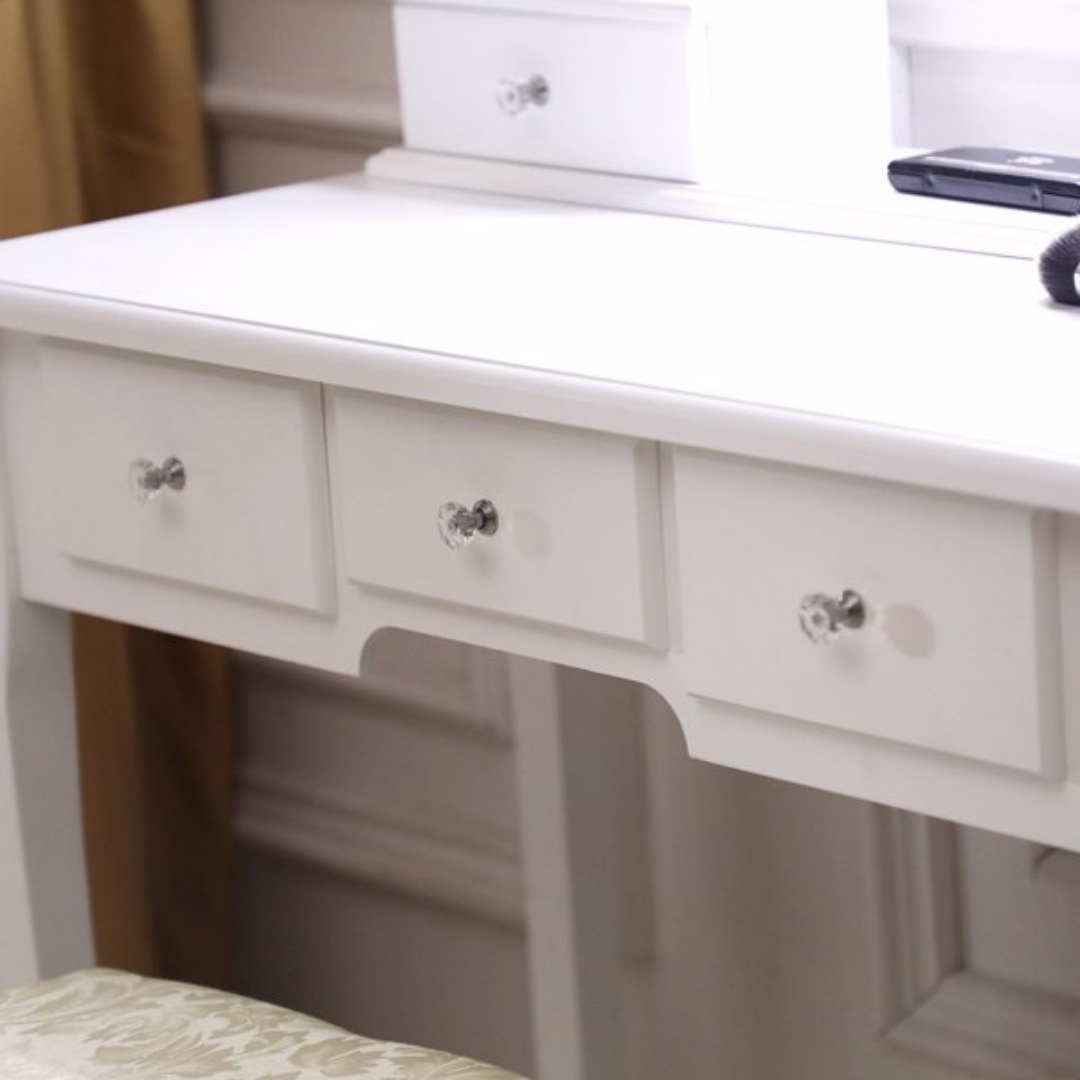 With Light Bulb Single Mirror 5 Drawer Dressing Table White-61588080,60709581 12