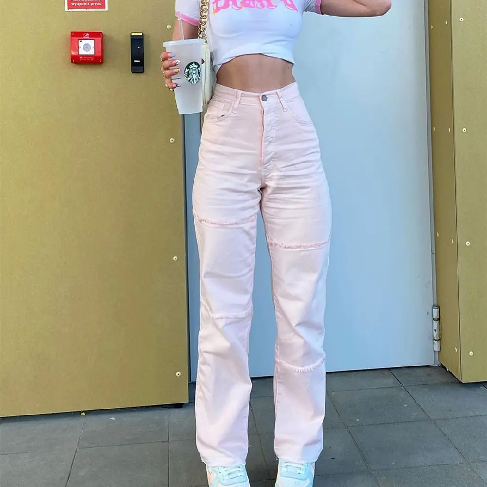 Ladies Fashion Personality Loose Straight Jeans