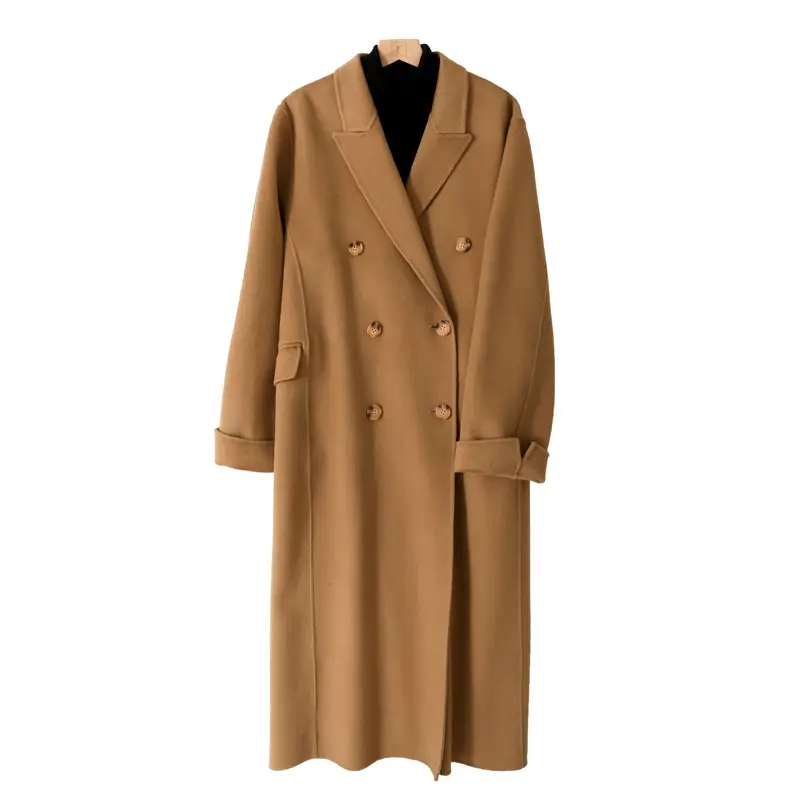 Elegant Vintage Mid Length Suit Collar Double Breasted Double Sided