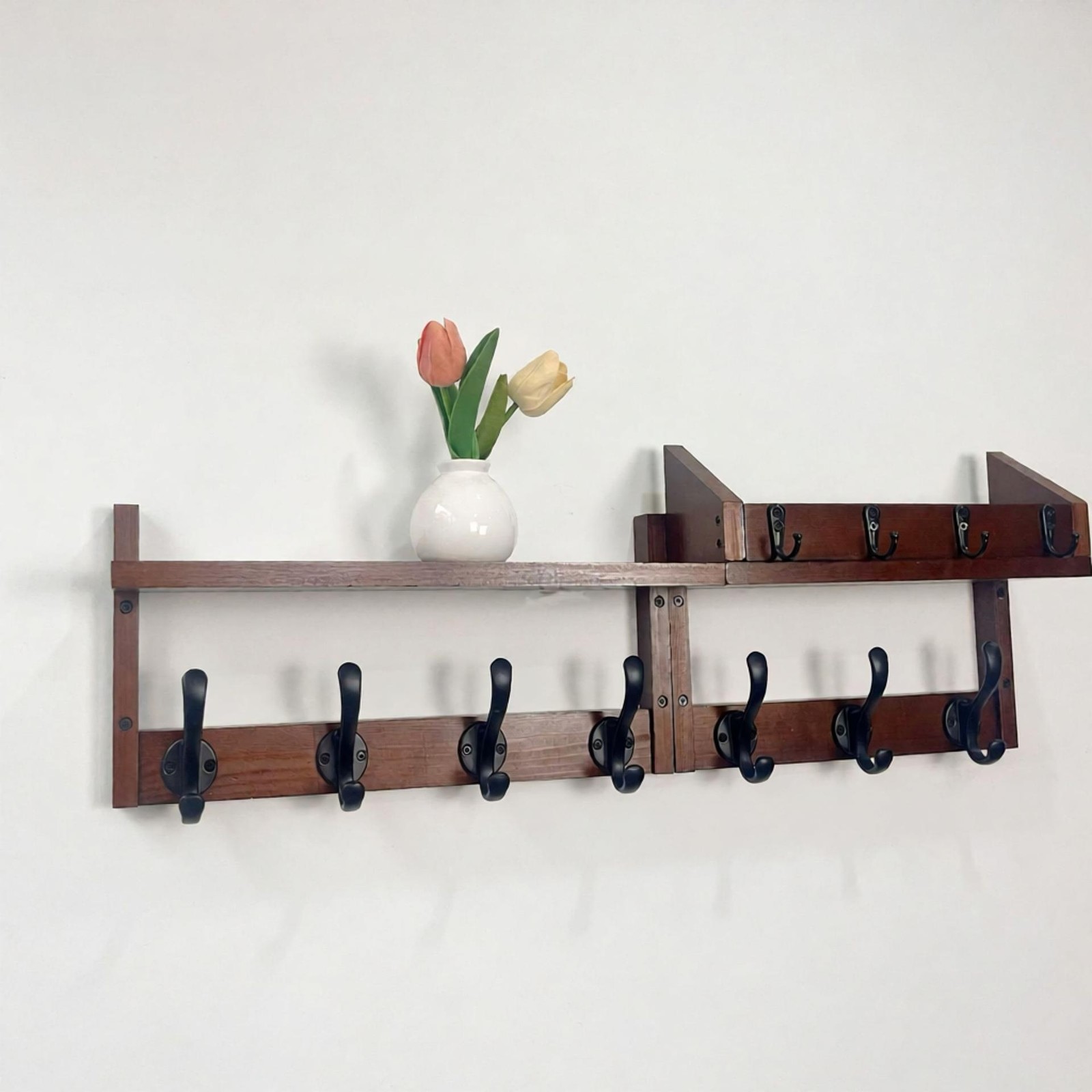 Coat Hooks Wall Mounted With Shelf Key Holder Mail Holder