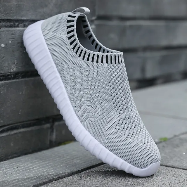 Fashion Slip On Female Walking Shoes Lightweight Flat Shoes Women Grey - Shop at LoveMi