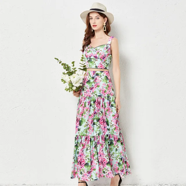 Two piece Suspender Skirt With Chest Pads Green - Shop at LoveMi