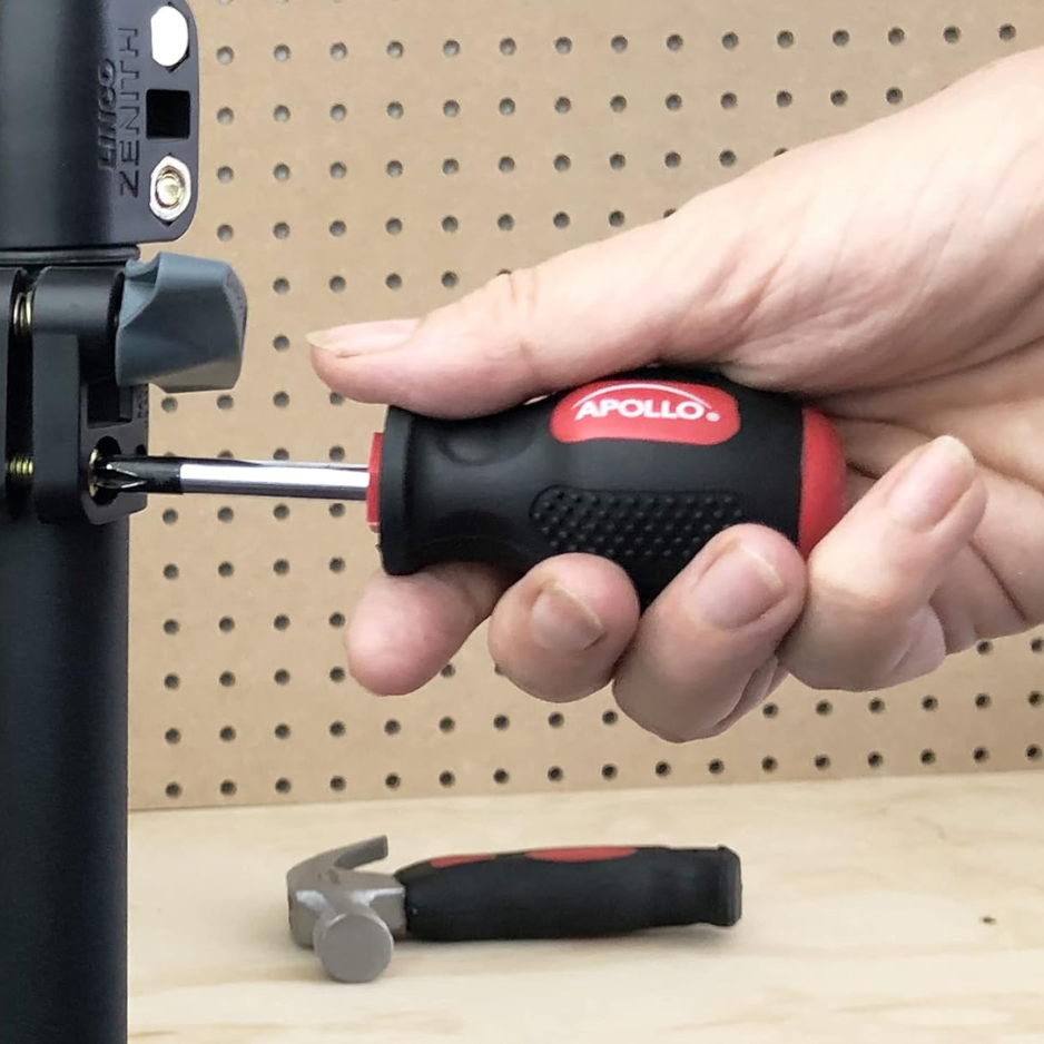 Apollo Tools 4 Piece Stubby Tool Set Mini Hammer Screwdriver And Wrench Red — foto 3
