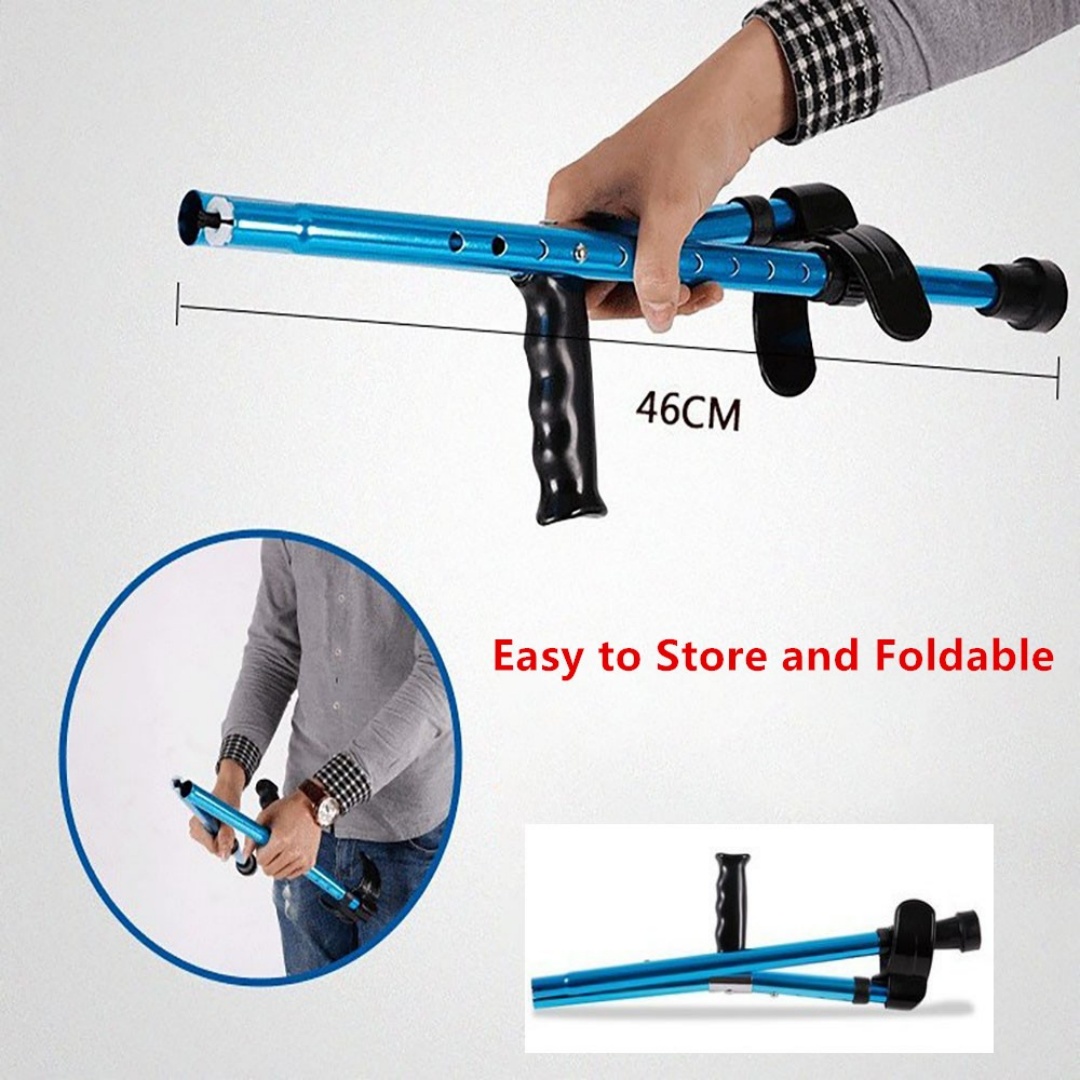 1X Height Adults Foldable Heavy Duty Walking Forearm Crutch Stick Aluminum Alloy — image 6