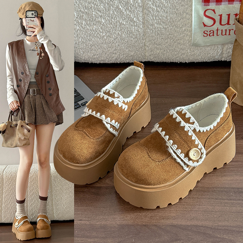 Women's Platform Height Increasing British Style Closed Toe Clogs 2026 Spring Autumn New Adjustable Strap Retro Versatile Casual Flats