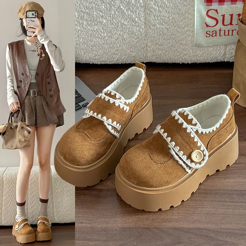 Women's Platform Height Increasing British Style Closed