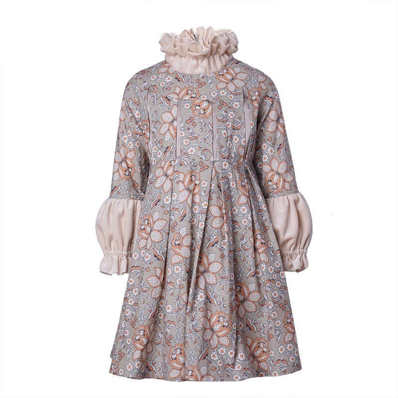 Girls Grey Grey-floral Dress Vintage Design 3-7Y Fairy Tail Dresses — image 3