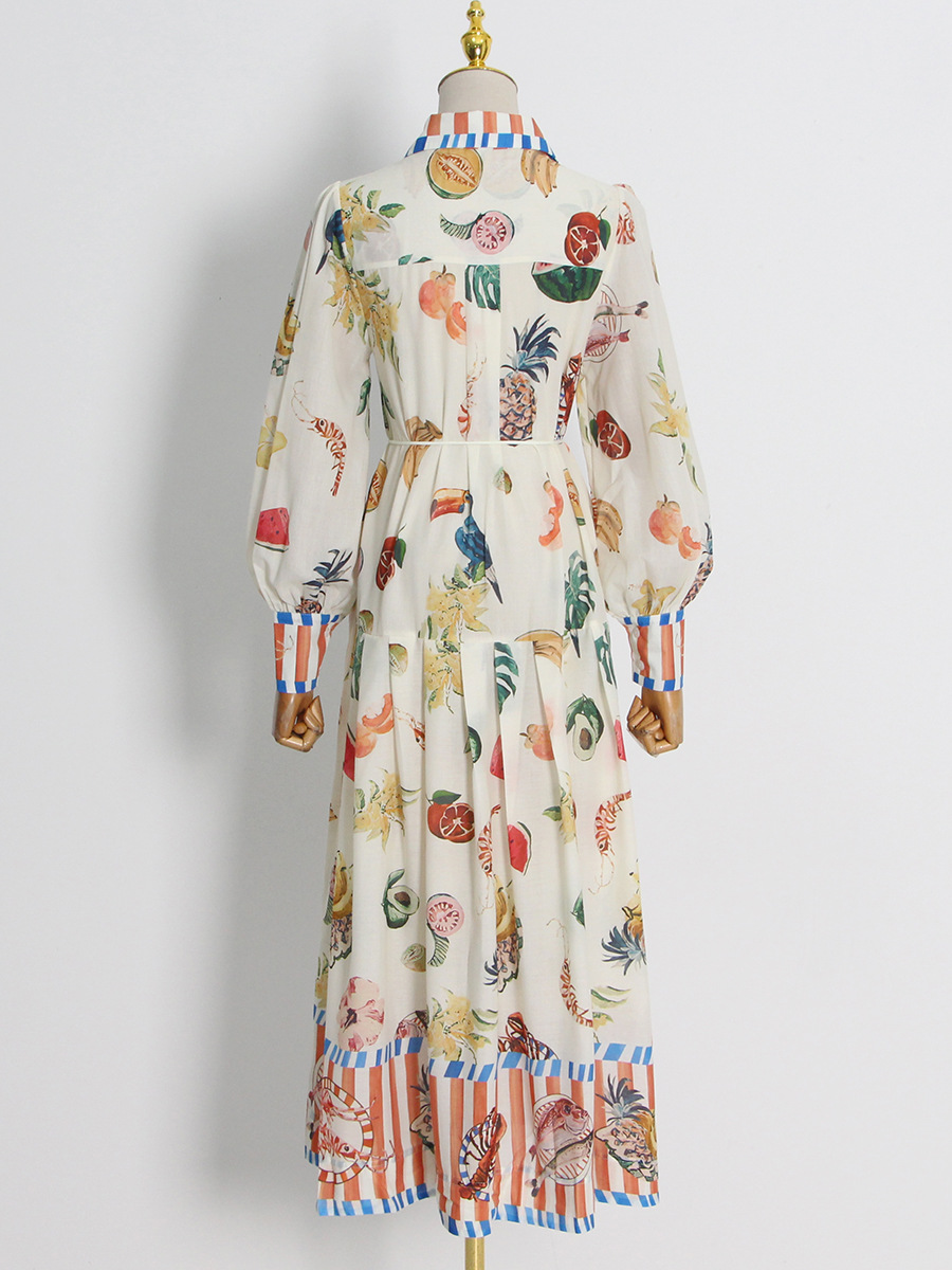 Fruit-Print Long-Sleeve Dress
