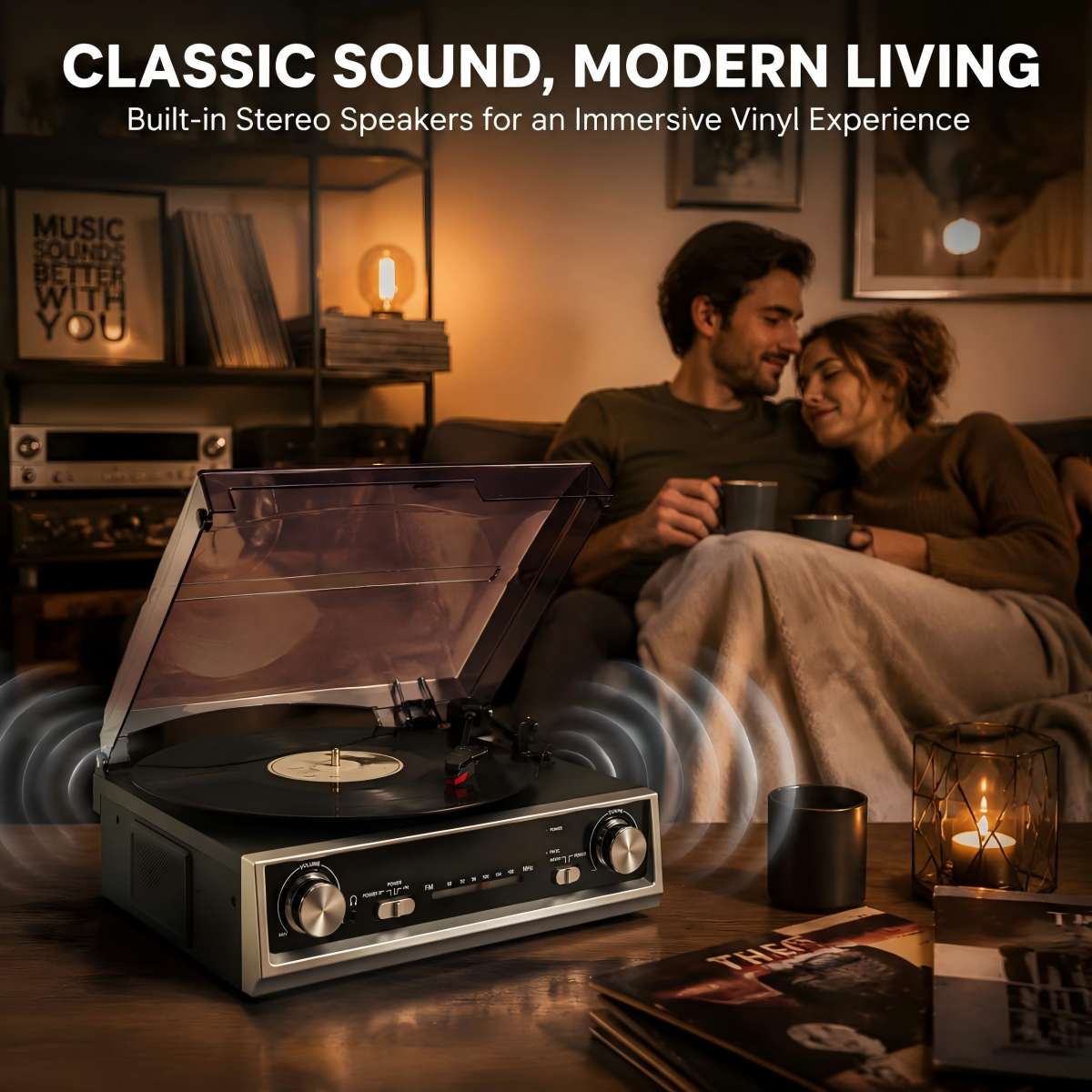 Vinyl Record Player Turntable Bluetooth 3 Speed Built-in Speakers Retro Portable Turntables & Vinyl Audio — foto 5