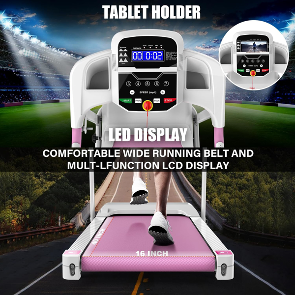 Compact Folding Treadmill for Home - 2.5HP Quiet Brushless Motor, 3-Level Incline, 7.5 MPH, Shock Absorption, Space-Saving Design for Running, Walking - Treadmill for Small Spaces & Home Use-12
