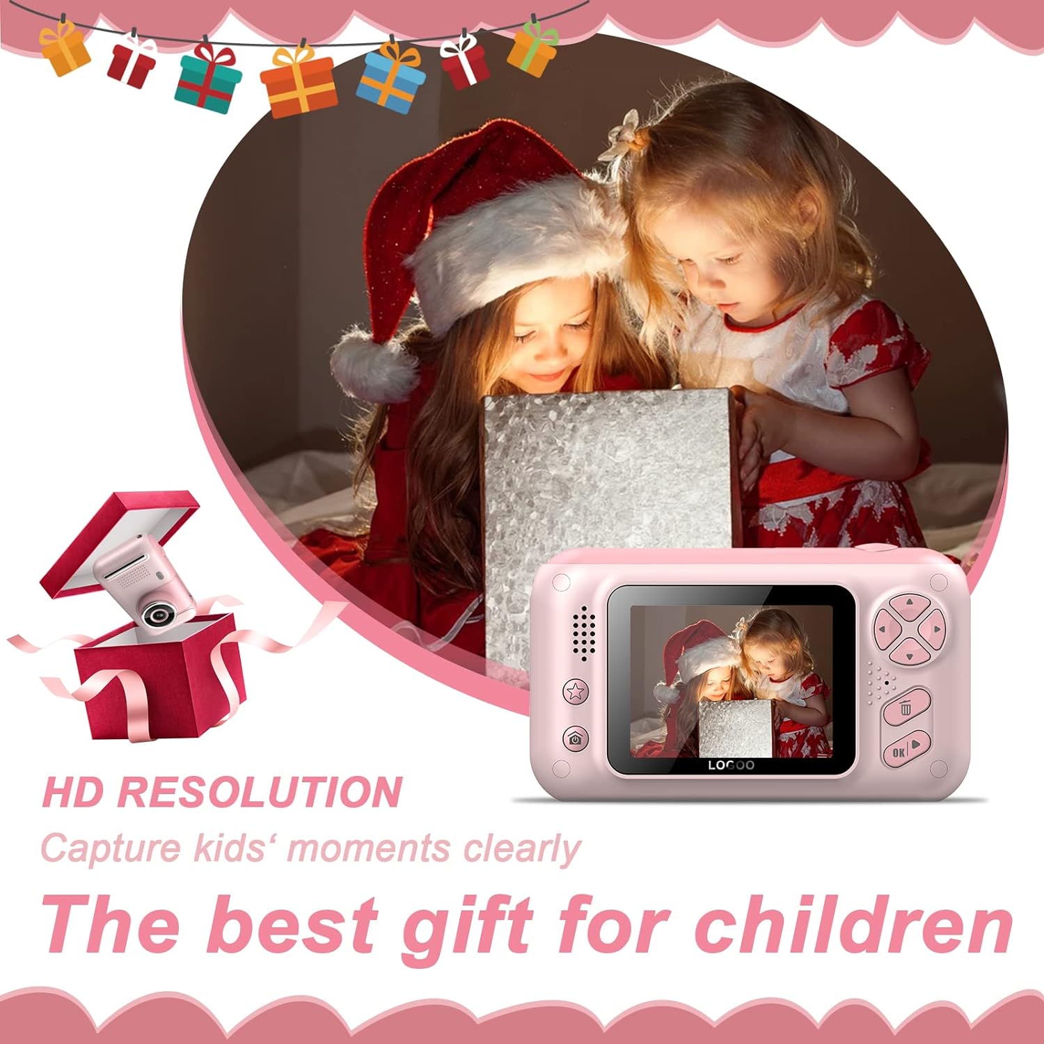 Kids Camera, Children Digital Selfie Camera For 3-12 Year Old Girls Boys With 20