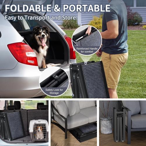 Pet Ramp For Car 71 Long 20 Wide Foldable Portable Non-slip Surface Pet Stair Ramp Extra Wide Pet Ramp Suitable For Medium And Large Dogs Under 250 Lbs