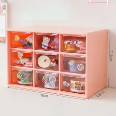 Bedroom Jiugongge Stationery And Jewellery Storage And Organizing Box - Nine Gridlight Pink - View 1