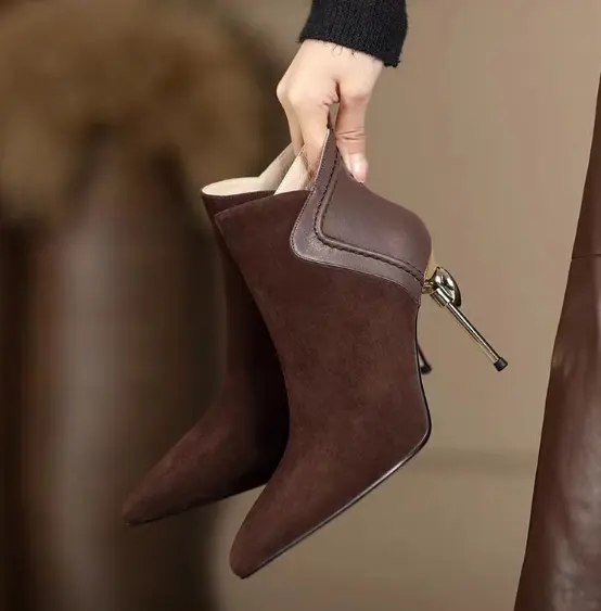 Women's Pointed Toe Ankle Boots Thin Heel