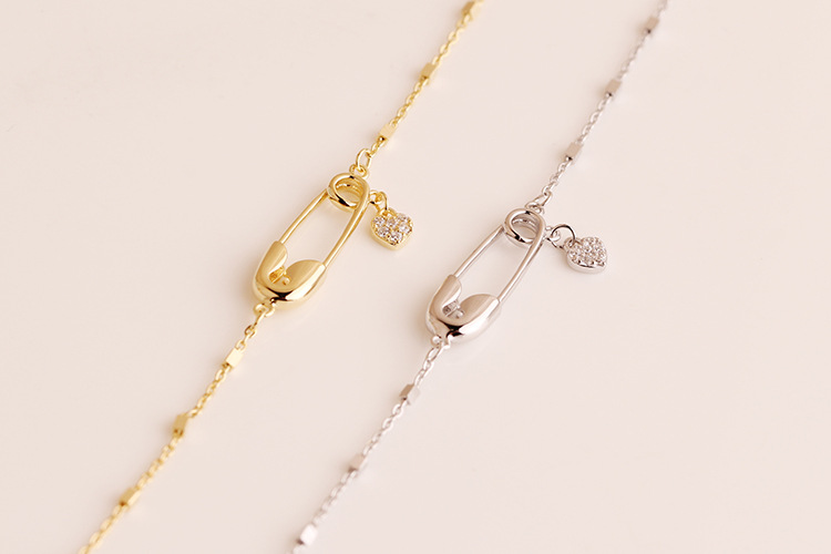 S925 Sterling Silver Paper Clip Bracelet Female Simple Letters
