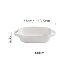 Ceramic Creative Binaural Rectangular Bakeware Tableware - White - View 1