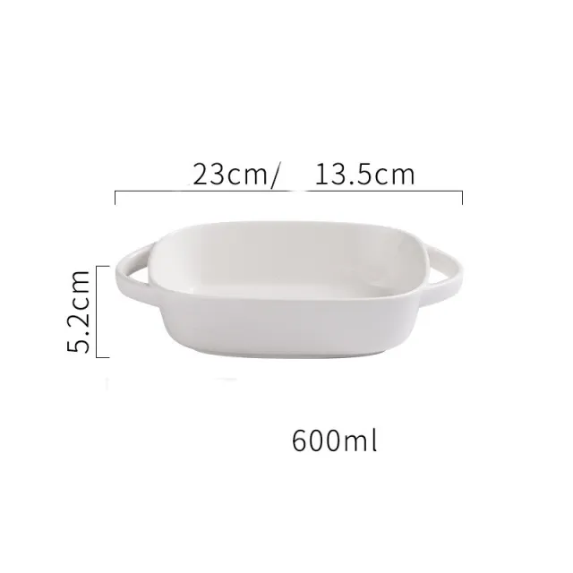 Ceramic Creative Binaural Rectangular Bakeware Tableware White - Shop at LoveMi