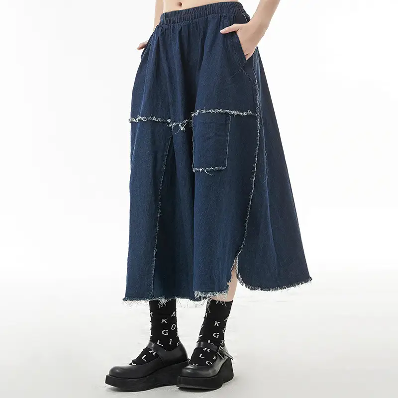 Brushed Denim Half Body Women's New Elastic High Waist Skirt