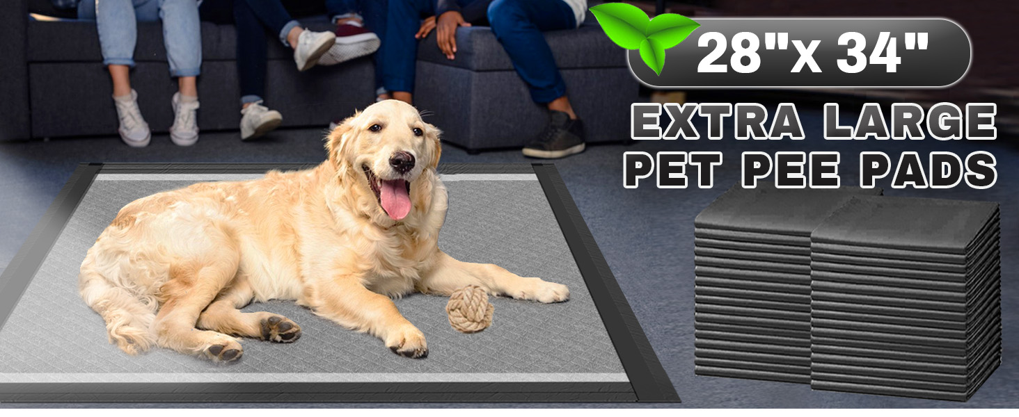 Charcoal Puppy Pads, XL 28x34, All Edge-Wrapped, Odor-Control Pad — image 4