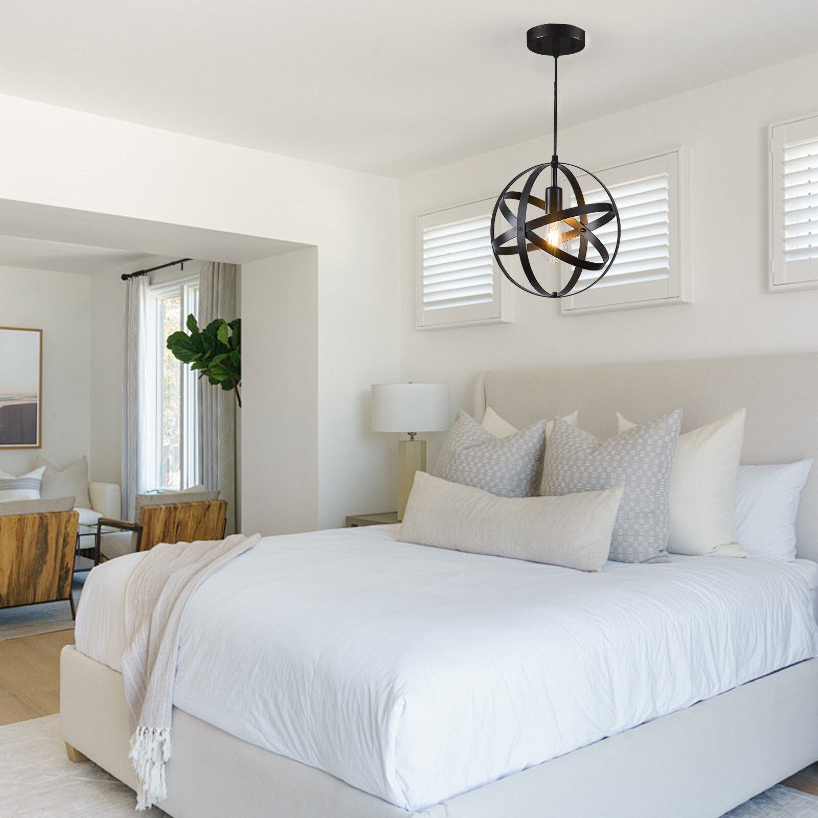 Industrial Spherical Ceiling Light Fitting Pendant Lighting Adjustable Cord UK — image 4
