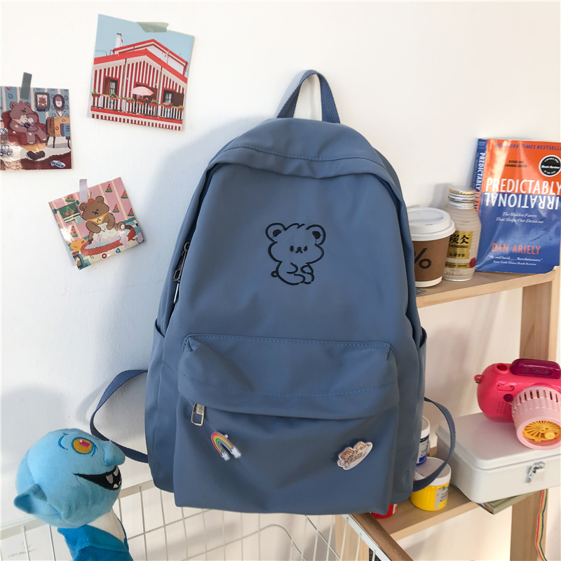 Junior High School Students Korean Version Of The Wild Backpack Female High School Students Ins Backpack Blue - Shop at LoveMi