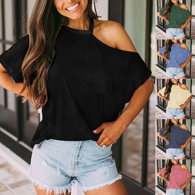 Women's Off Shoulder Short Sleeve Loose Casual Top