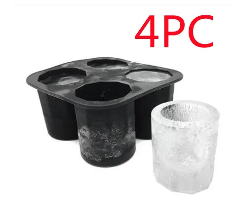 Silicone Ice Maker Mould Bar Party Drink Ice Tray Cool Shape Ice Cube Freeze Mold 4-Cup Ice Mold Cup - Black 4Pc