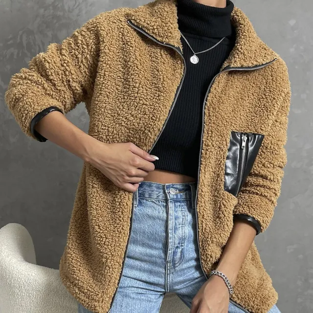 Early Spring Versatile Plush Top Girl Camel Color - Shop at LoveMi